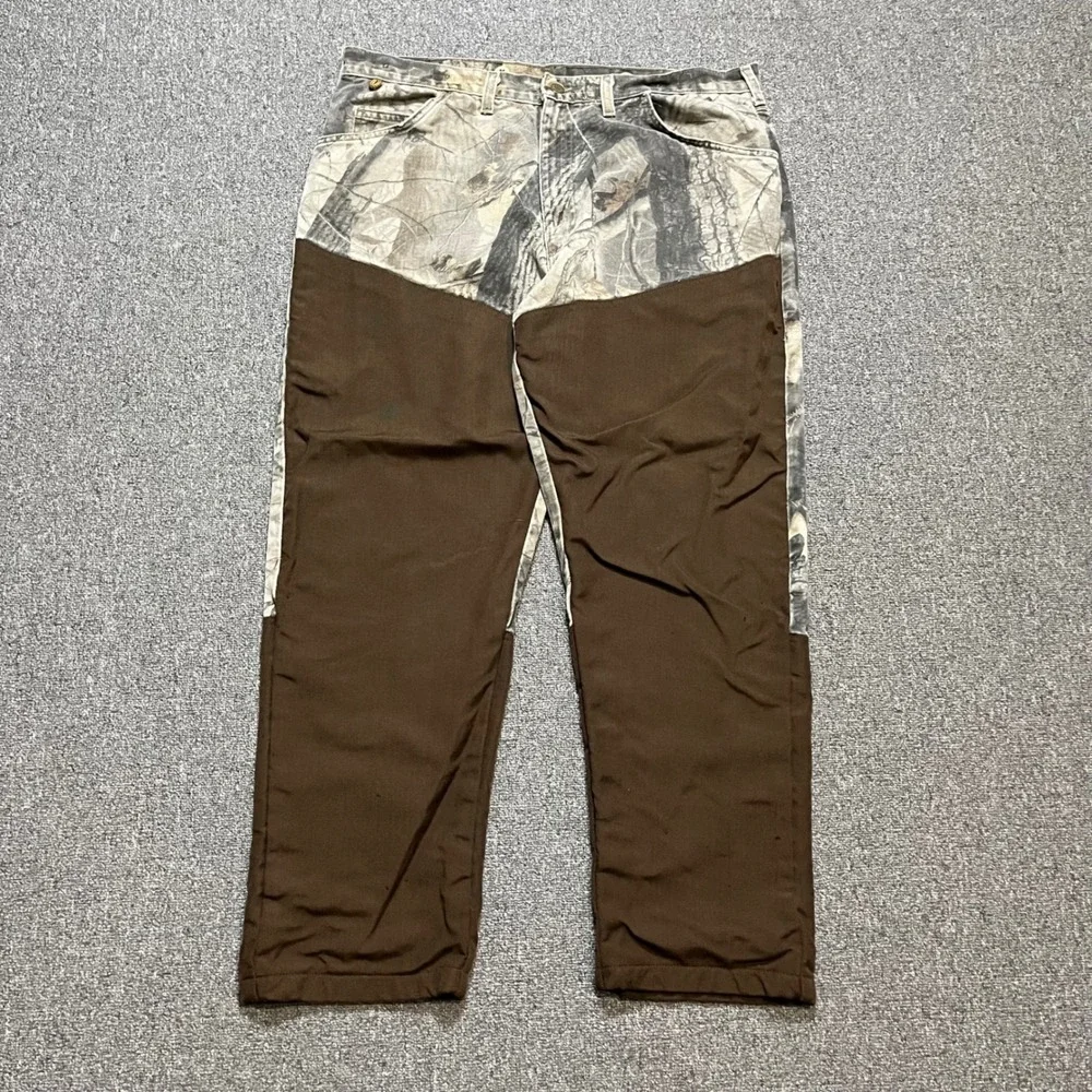 Vintage Wrangler Hunting Pants 40x30 Camo Brown Brush Guard Field Trousers‎ 90s
